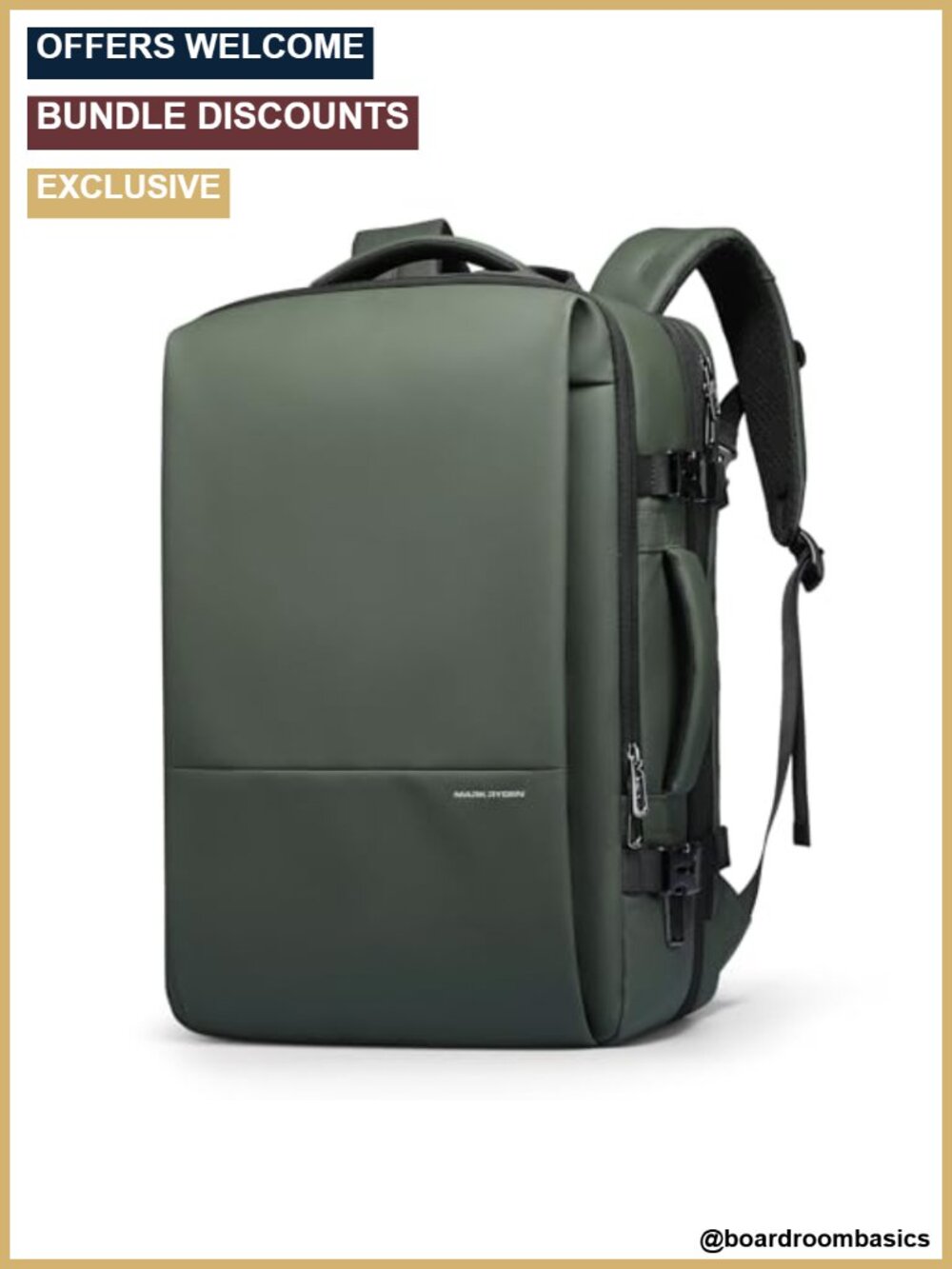 45L Waterproof Expandable Laptop Backpack with USB Port Suitcase Style